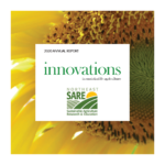 Innovations Cover for 2020 with the title and text in a white box in front of a yellow sunflower background