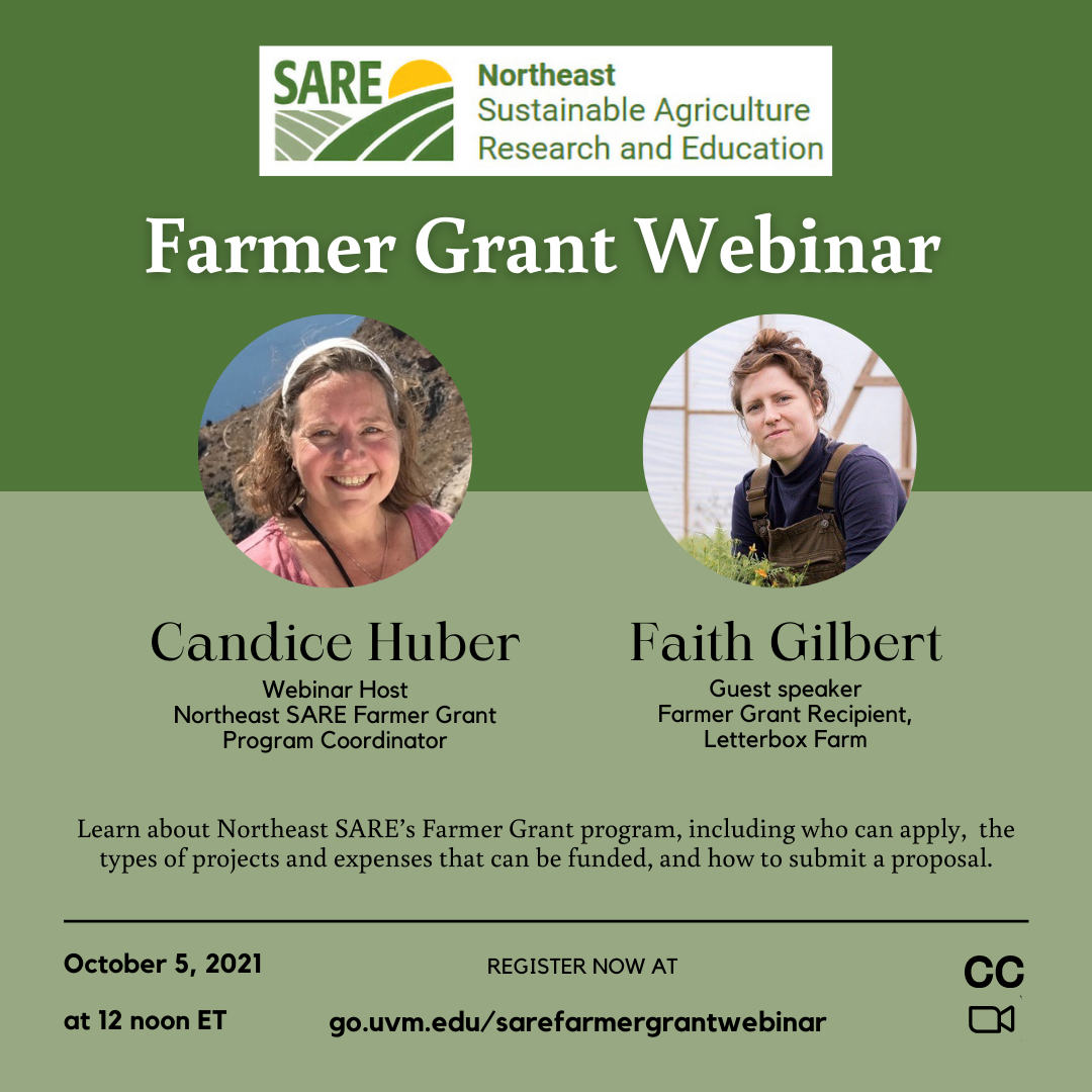 Northeast SARE Farmer Grant Webinar offered on October 5, 2021