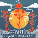 The Art of Climate Dialogue podcast cover image of flowers, earth, and clouds
